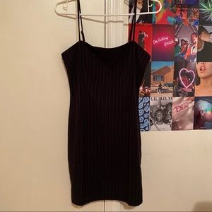 Pinstripe black bodycon dress